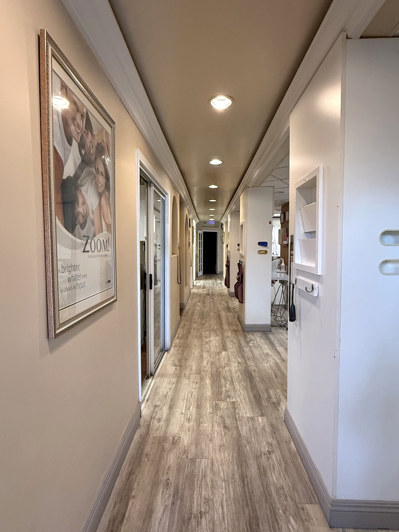 Bright, clean hallway between treatment rooms